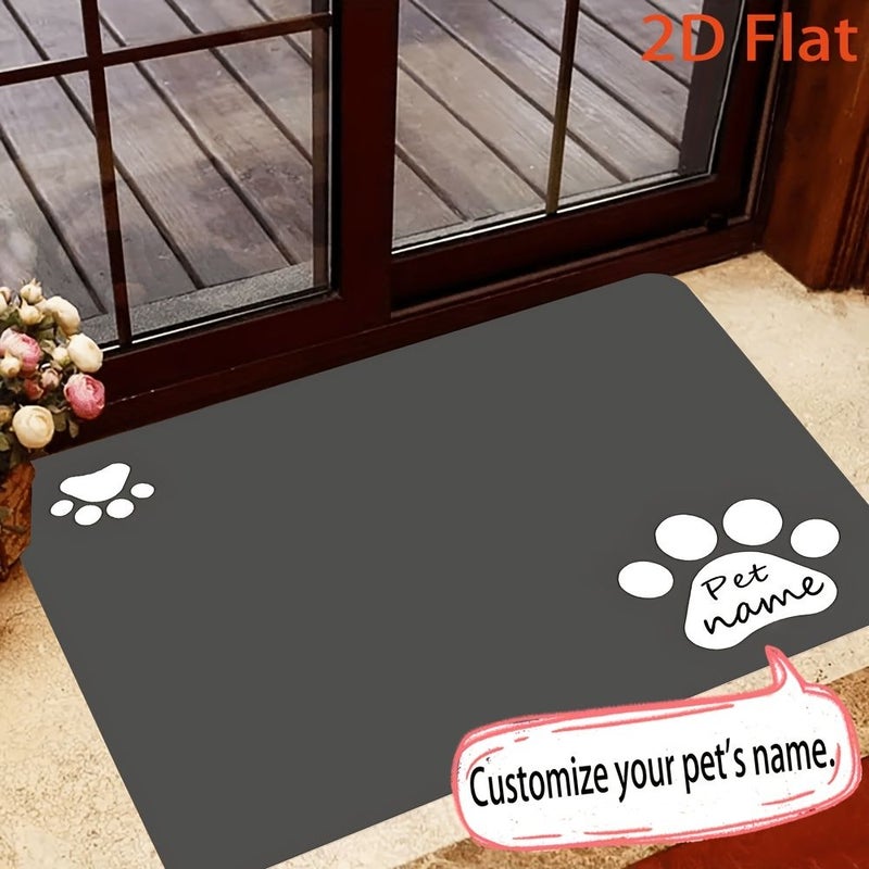 Personalized Text Doormat with Custom Paw Print 50x80cm Non Slip Machine Washable Pet Lover Gift - Image 1