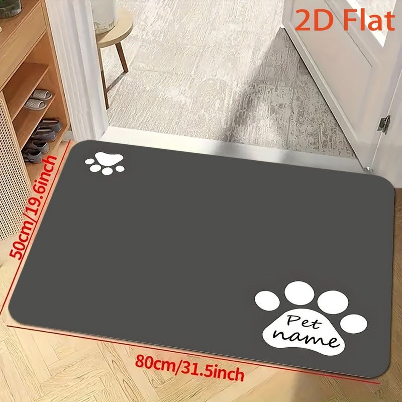 Personalized Text Doormat with Custom Paw Print 50x80cm Non Slip Machine Washable Pet Lover Gift - Image 5