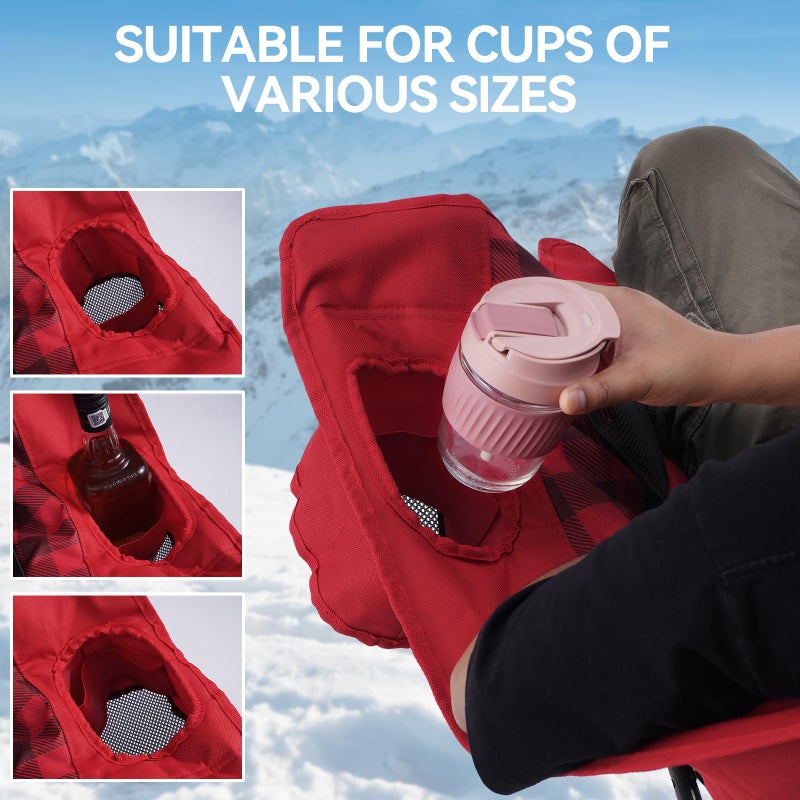 Huskfirm Double Camping Chairs Padded Loveseat Chair for 2 Person - Heavy Duty Oversized Camping Couch for Adults Outdoor Lawn Beach - Portable Folding Sofa with Cup Holders and Carry Bag, Red - Image 5