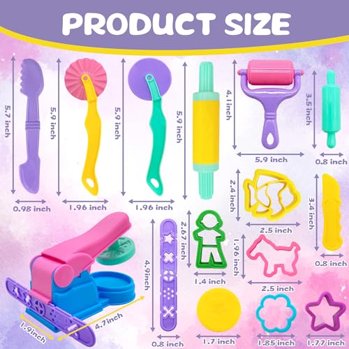 iShyan Dough Tools 36pcs Dough Play Tools Set for Kids with Dough CuttersRollerRolling PinsDough Extruder - Image 5