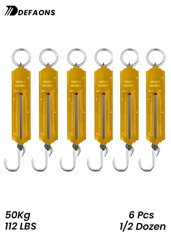 DEFAONS DEFAONS Pocket Balance Spring Scale Portable Hanging Weighing Scale with Hook 50Kg 112LBS Capacity Dual Scale in Kg Lbs Ideal for Fishing Travel Outdoor Market Use Durable and Compact Design - 6 PCS  - Image 1