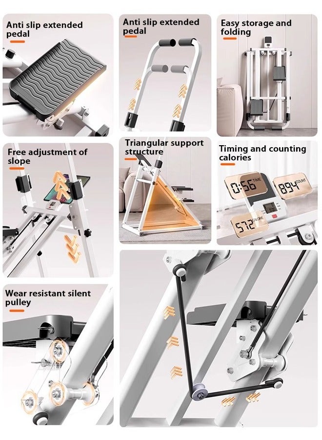 عربست آلة خطوة الدرج القابلة للطي مع مقبض قابل للتعديل ومعداد الخطوة - متسلق الدرج المدمج للصالة الرياضية المنزلية ، معدات تمرين القلب ، آلة خطوة توفير المساحة للتمارين في المنزل - Image 4