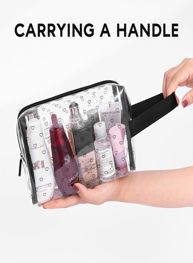 GIVLEFLY Clear TPU Toiletry Bag Set for Women & Men, 3PCS Waterproof Makeup & Skincare Organizer with Zipper, Soft Transparent Travel Cosmetic Pouch with Handle & Hanging Loop,B - Image 2
