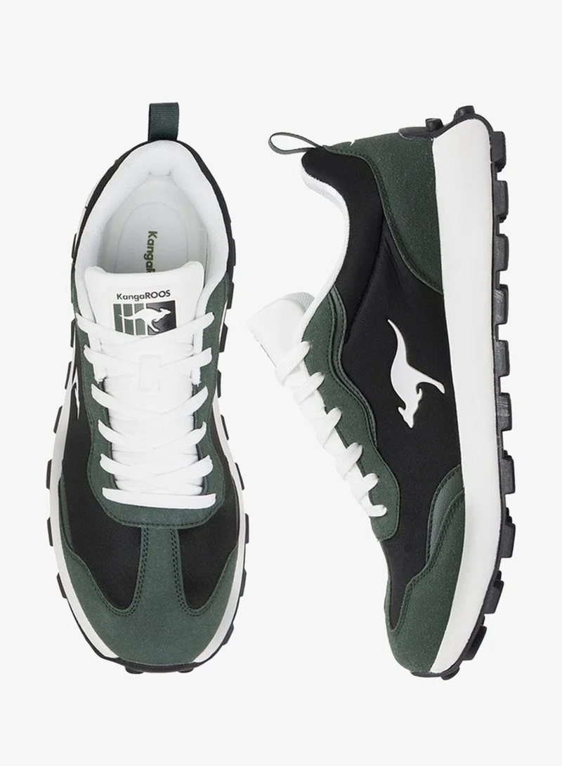 kangaROOS GREEN Men's Panelled Lace-Up Sneakers with Pull Tab for Men | Best Price UAE