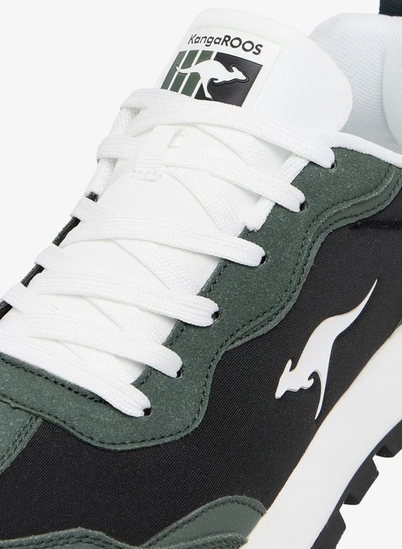 kangaROOS GREEN Men's Panelled Lace-Up Sneakers with Pull Tab for Men | Best Price UAE