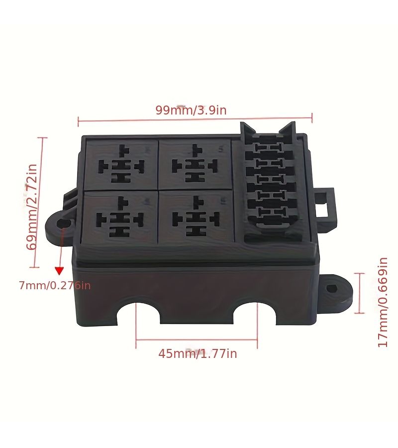 PA6 Modified Vehicle Fuse Box Black 4 Relay 6 Fuse With Copper Terminals TF0006 10 - Image 3