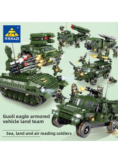 Generic National Power Eagle Series Land, Sea And Air Military Tanks Armored Vehicles Assembled Building Blocks Educational Toys 84070-Color:84071PGZ-04A Projectile-gun Integrated Self-propelled Air Defense System 627 Particles  - Image 3