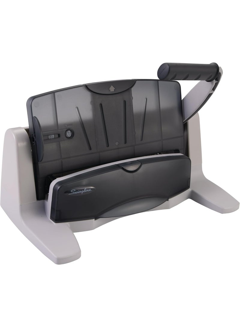 Swingline 3 Hole Punch, 40 Sheet Capacity Three Hole Puncher 3 Ring, Adjustable 2-7 Hole Paper Punch, LightTouch Low Effort, Black & Silver (74357) - Image 1