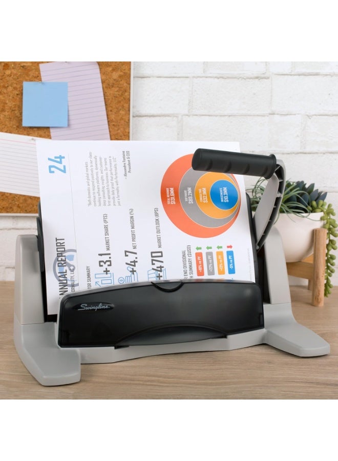 Swingline 3 Hole Punch, 40 Sheet Capacity Three Hole Puncher 3 Ring, Adjustable 2-7 Hole Paper Punch, LightTouch Low Effort, Black & Silver (74357) - Image 3