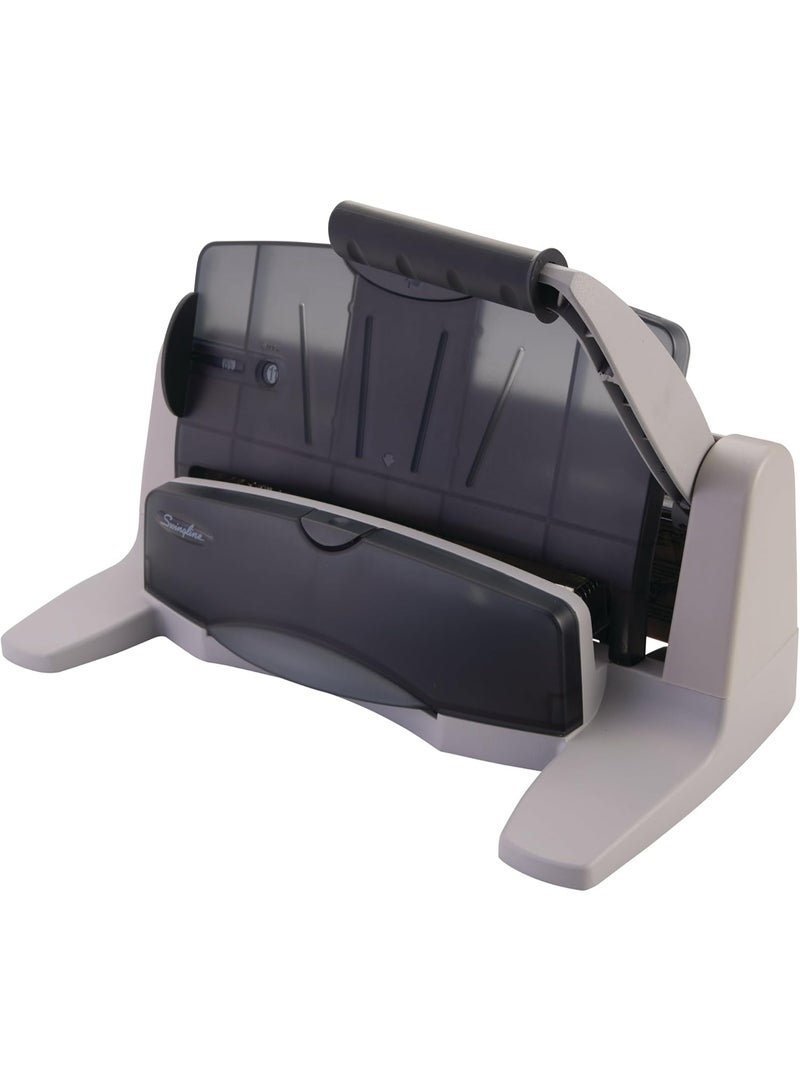 Swingline 3 Hole Punch, 40 Sheet Capacity Three Hole Puncher 3 Ring, Adjustable 2-7 Hole Paper Punch, LightTouch Low Effort, Black & Silver (74357) - Image 2