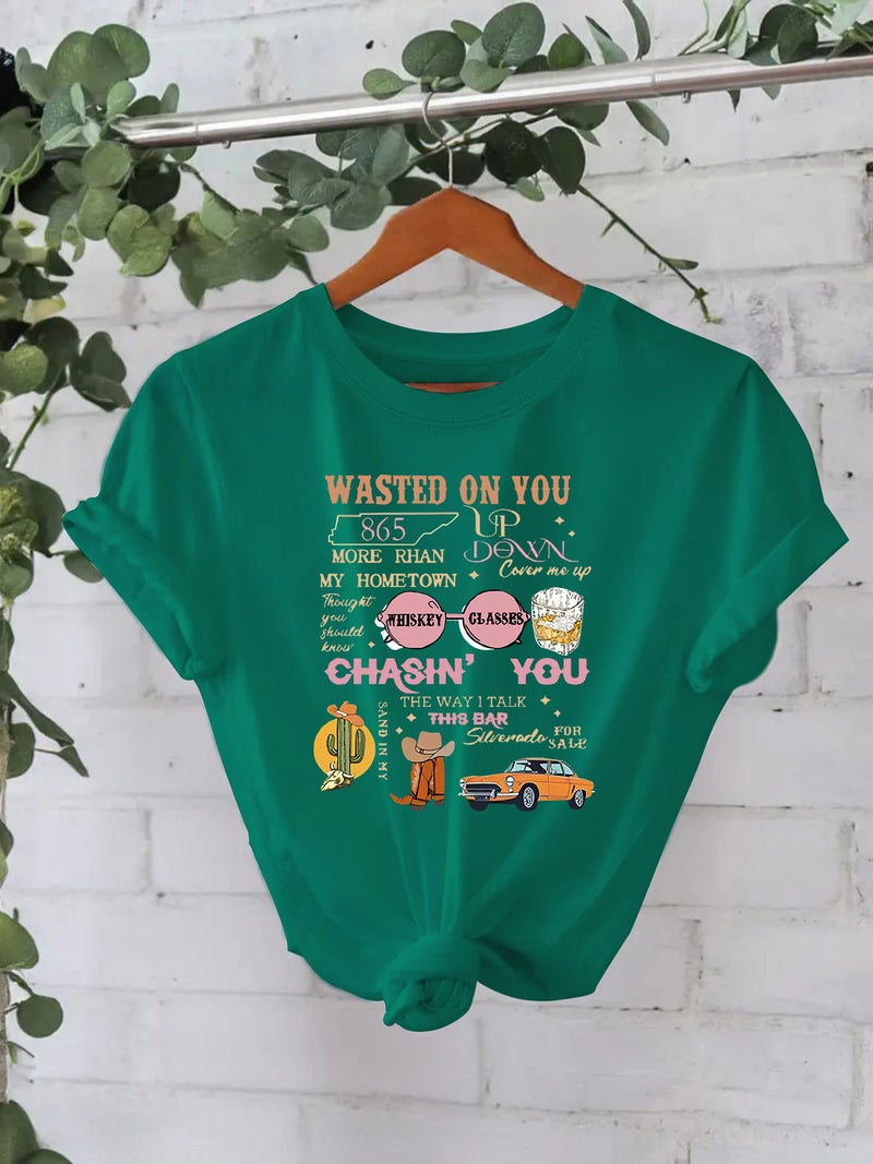 Independent Station Summer Wasted On You Crew Neck Pullover Short Sleeve Women'S 100 Cotton T-Shirt - Image 1