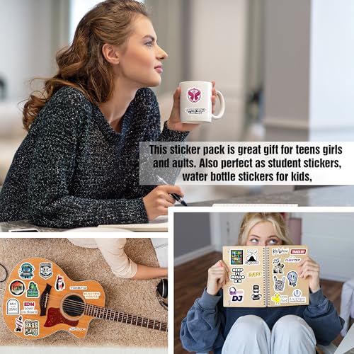 True Flair Trueflair Music Pack of 60 Vinyl Stickers, Random Designs, for Laptop, Journal, Bike Helmet, Diary, Guitar, Mobile, Waterproof, Self-Adhesive (Music) - Image 4