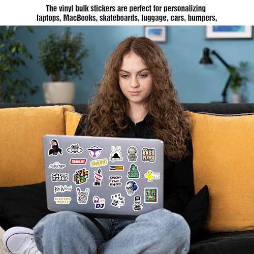 True Flair Trueflair Music Pack of 60 Vinyl Stickers, Random Designs, for Laptop, Journal, Bike Helmet, Diary, Guitar, Mobile, Waterproof, Self-Adhesive (Music) - Image 3