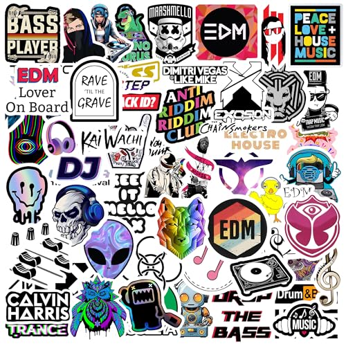 True Flair Trueflair Music Pack of 60 Vinyl Stickers, Random Designs, for Laptop, Journal, Bike Helmet, Diary, Guitar, Mobile, Waterproof, Self-Adhesive (Music) - Image 1