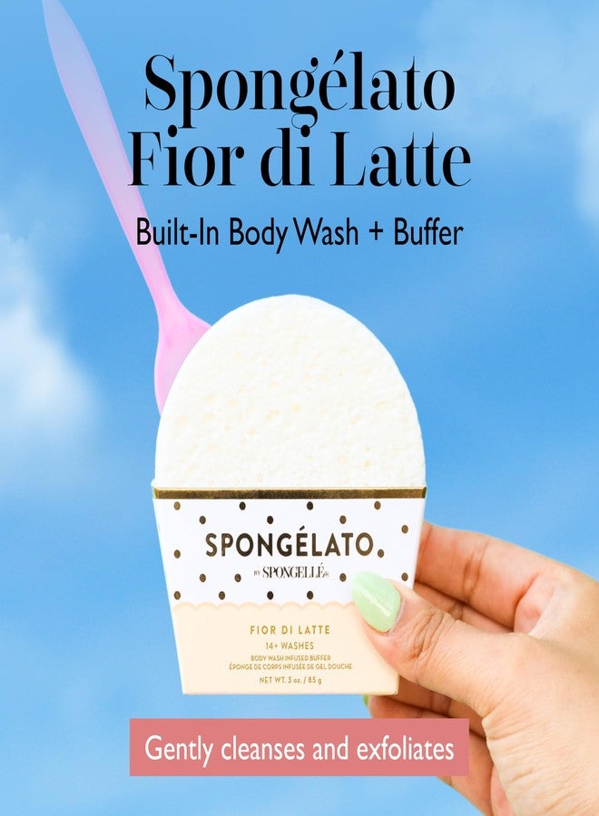 SPONGELLÉ Spongelato Loofah Exfoliating Body Scrubber by Spongelle | Infused with Body Wash | Bath & Shower Loofah for Women | 14+ uses | Fior de Latte (Vanilla) Gelato Inspired - Image 2