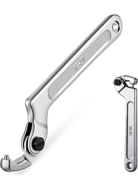 promass Chrome Vanadium Adjustable C Spanner Hook Wrench Tool, Versatile Tool for Tightening Side Slot Nuts, Collars, and Bearings (3/4-2 Inch/ 19-51 mm)