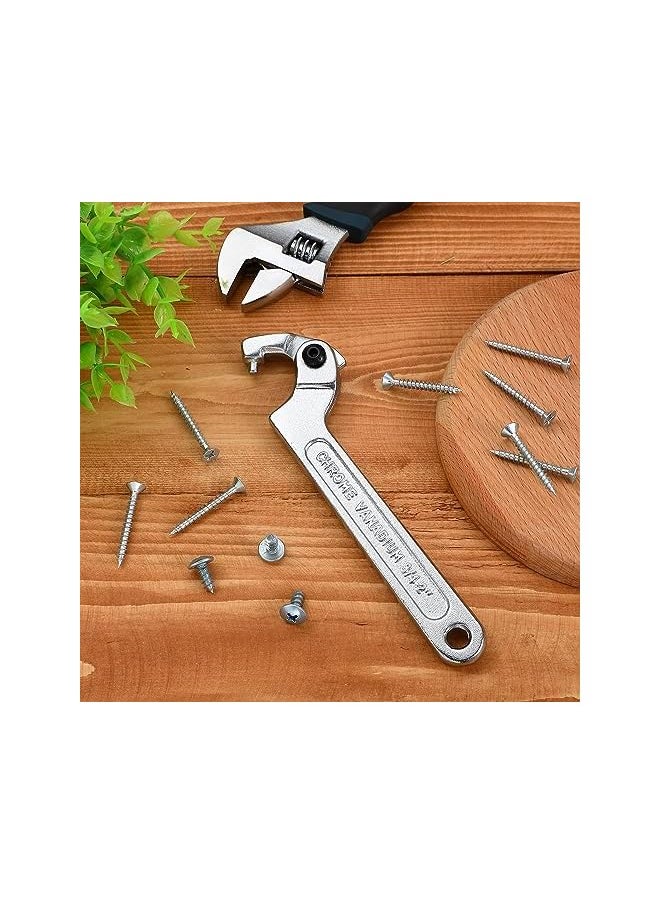 promass Chrome Vanadium Adjustable C Spanner Hook Wrench Tool, Versatile Tool for Tightening Side Slot Nuts, Collars, and Bearings (3/4-2 Inch/ 19-51 mm)