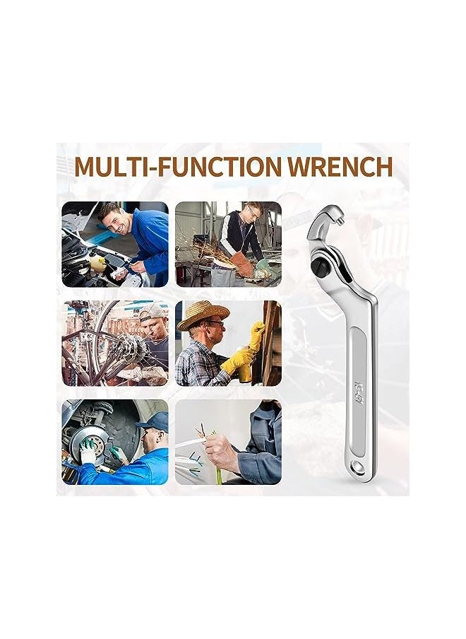 promass Chrome Vanadium Adjustable C Spanner Hook Wrench Tool, Versatile Tool for Tightening Side Slot Nuts, Collars, and Bearings (3/4-2 Inch/ 19-51 mm)