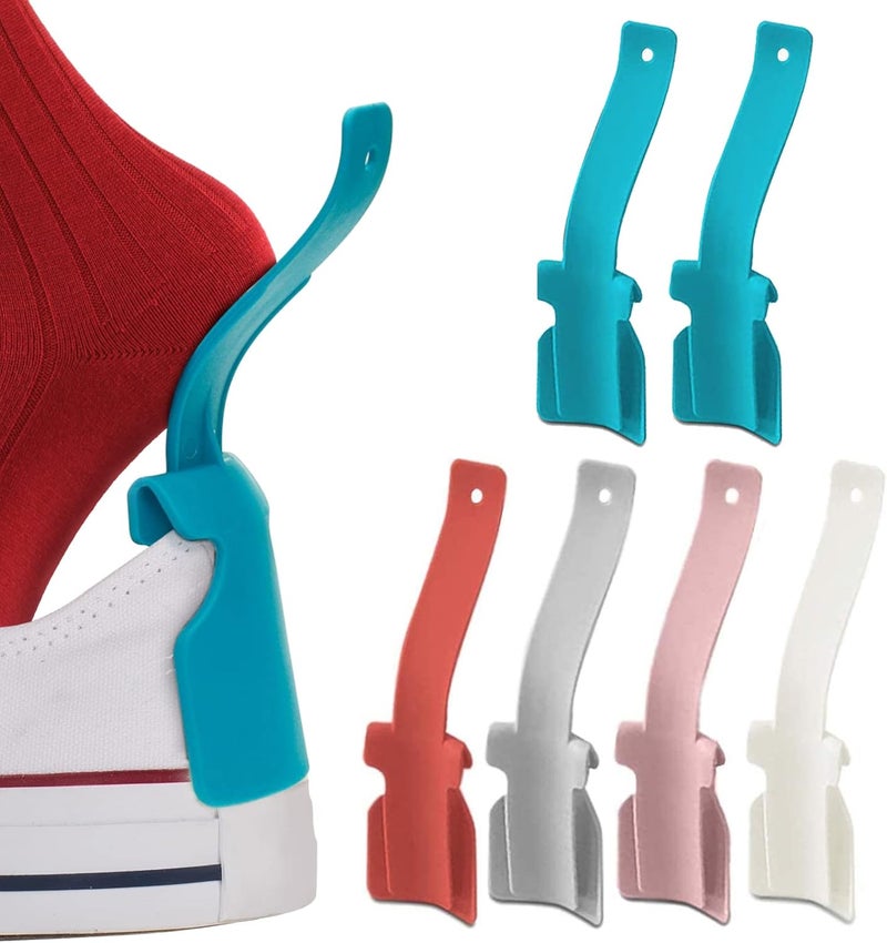 NON STOP 6 Pcs Lazy Shoe Helper Portable Sock Slider - Short Handled Shoe Horn - Shoe Lifting Helper Easy on Easy Off, Plastic Shoehorn for Men, Women - Image 1