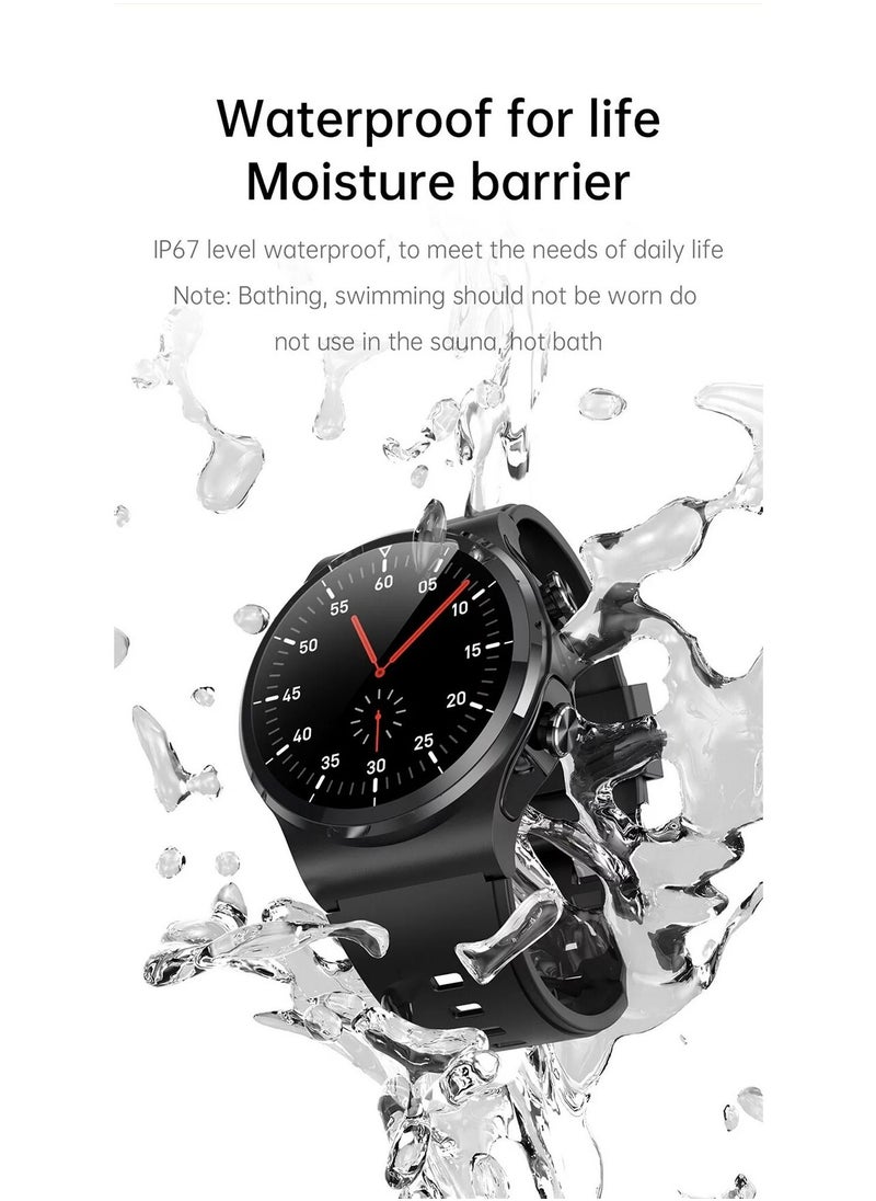 AROAQ - GT69 Smart Watch TWS Earphone Heart Rate Blood Pressure  Oxygen BT Call Music Sports Men Women Smartwatch Gray - Image 1