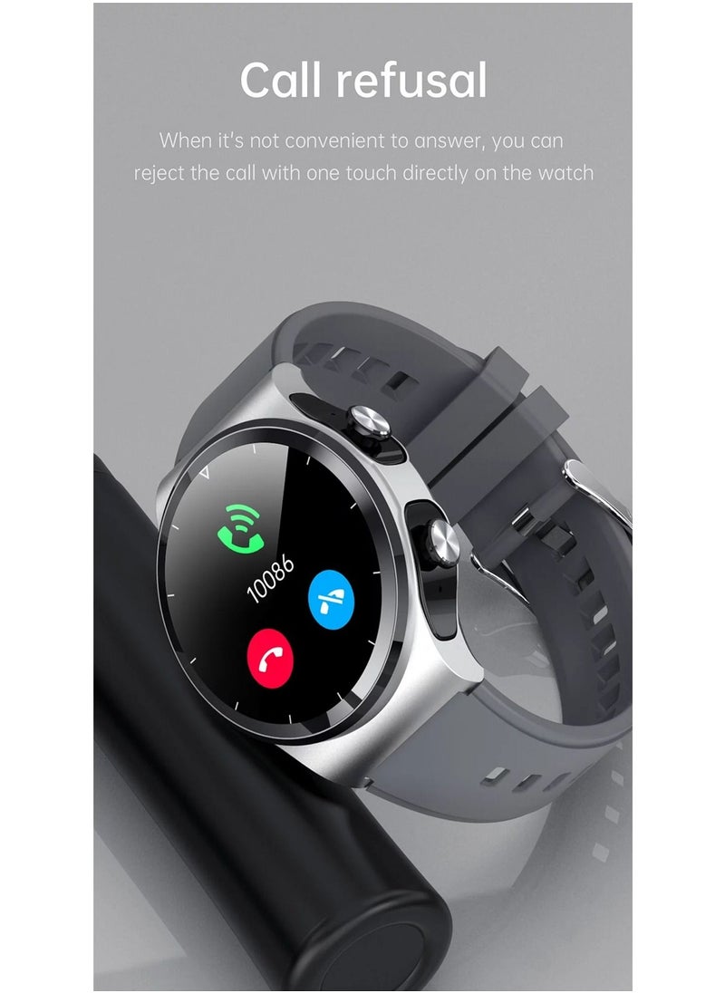 AROAQ - GT69 Smart Watch TWS Earphone Heart Rate Blood Pressure  Oxygen BT Call Music Sports Men Women Smartwatch Gray - Image 1