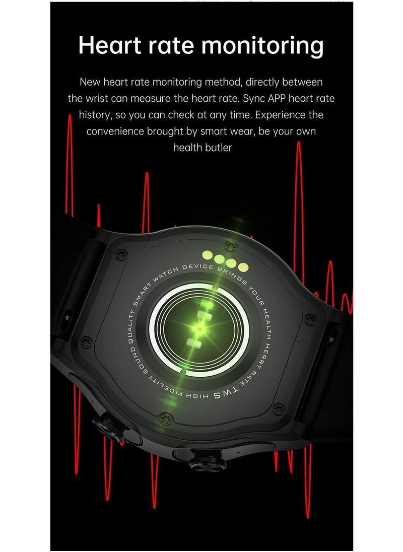 AROAQ - GT69 Smart Watch TWS Earphone Heart Rate Blood Pressure  Oxygen BT Call Music Sports Men Women Smartwatch Gray - Image 1