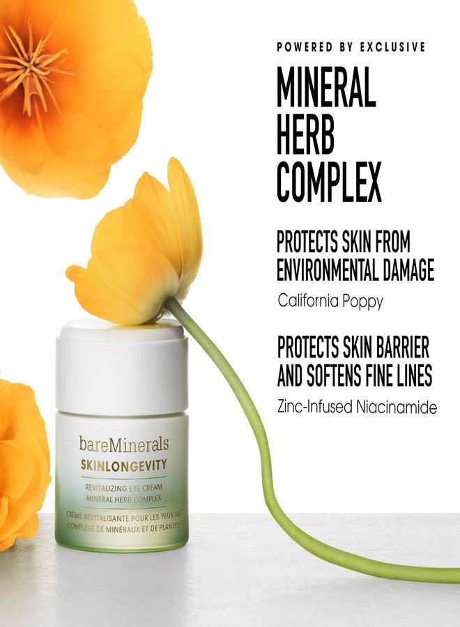 كريم bareMinerals Skinlongevity Revitalizing Eye Cream – لبشرة أكثر إشراقًا وتماسكًا تحت العينين، يقلل الانتفاخ والهالات السوداء، نباتي، آمن للبشرة الحساسة - Image 5