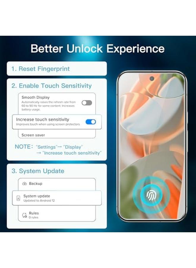 جي تيك واقي شاشة لهاتف Google Pixel 9 Pro Xl من الزجاج المقوى مع أداة تثبيت سهلة متوافقة مع بصمات الأصابع، عبوة من 3 قطع شفافة عالية الدقة - Image 3
