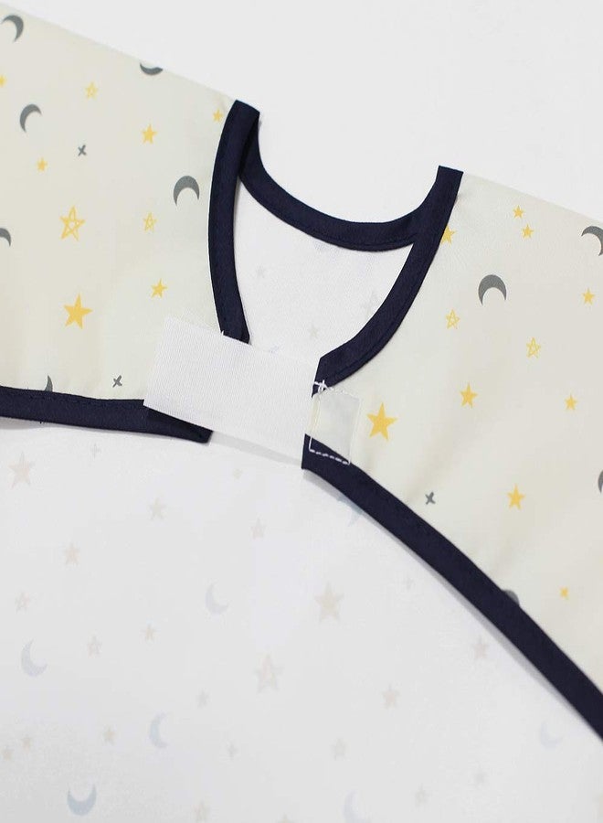Plie Short Sleeve Waterproof Bib for Toddlers - Easy Clean Feeding Apron for Mealtime, Daycare, Self-Feeding & Messy Play, Lightweight BPA-Free Baby Bib (6-24 Months), Feeding - Star/Moon - Image 3