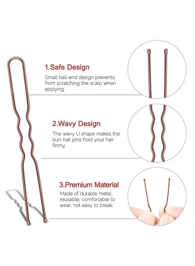 IKOCO Pins For Buns, Ikoco 2.4 Inch U Shaped Hair Pins Brown Hair Bun Pins For Women Girls With Storage Box - Image 3