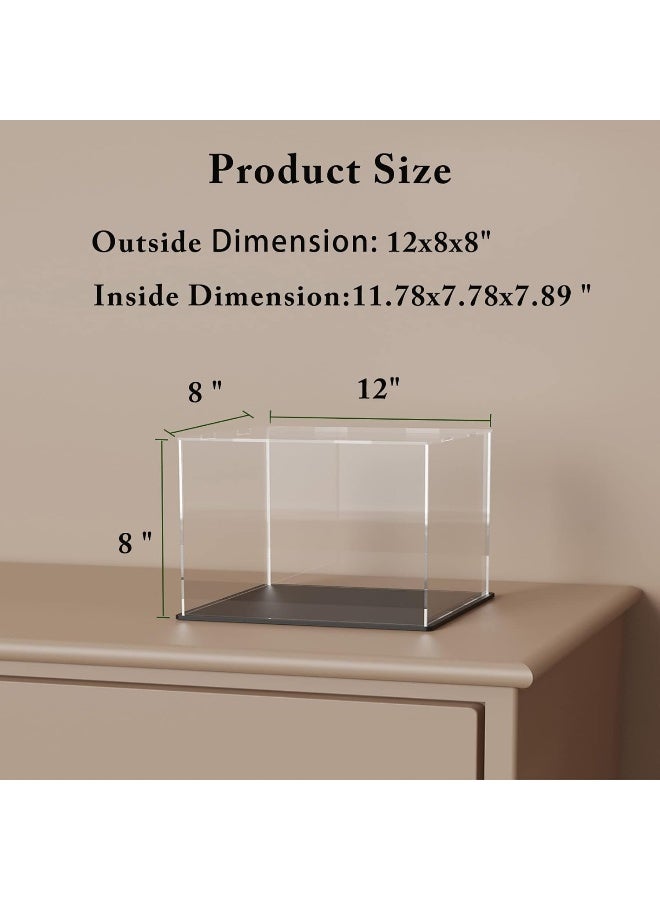 TPGP Clear Acrylic Display Case With Matt Black Base And Lid, Dust-Proof Acrylic Showcase, Cube Counter-Tops Box For Large Collectibles (12X8X8 Inch) - Image 5