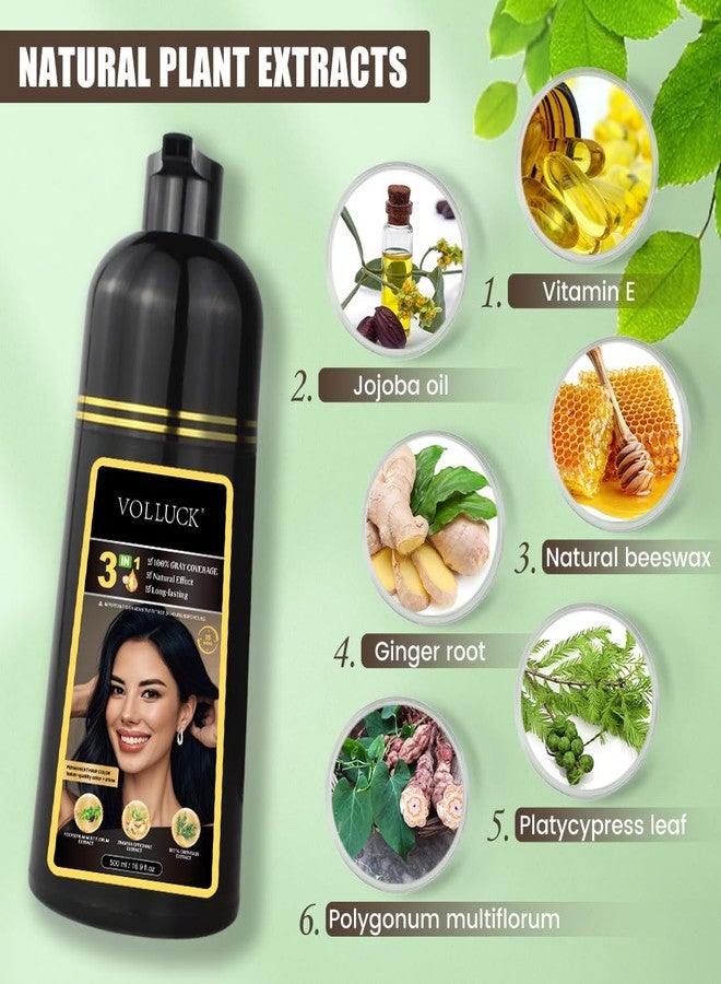 VOLLUCK Hair Dye Shampoo, Hair Dye Shampoo 3 in 1 Long Lasting Gray Hair Coverage for Women & Men (Light Brown) - Image 2