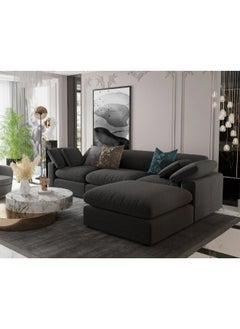 Al Home 4 Seater L-shape Sofa Velvet 280×270×75×90 Cm - Grey  - Image 1