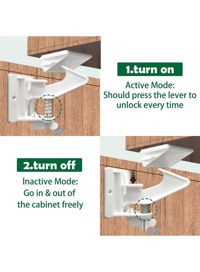 في ماسي 12 حزمة من أقفال خزانة الأطفال، مزلاج سلامة الأطفال، قفل درج خزانات حماية الأطفال من Vmaisi مع مادة لاصقة سهلة التركيب بدون حفر أو براغي إضافية (أبيض) - Image 5