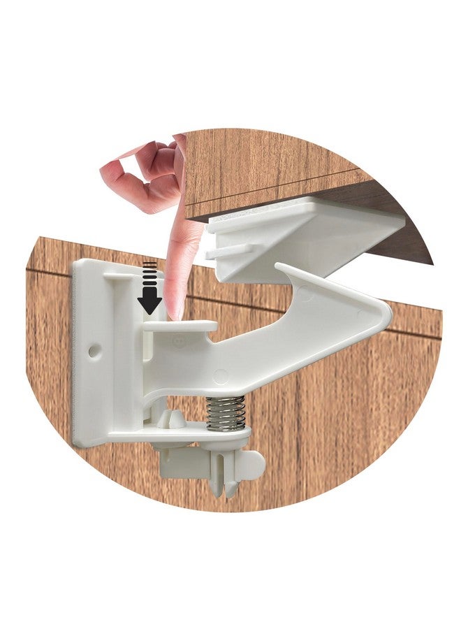 في ماسي 12 حزمة من أقفال خزانة الأطفال، مزلاج سلامة الأطفال، قفل درج خزانات حماية الأطفال من Vmaisi مع مادة لاصقة سهلة التركيب بدون حفر أو براغي إضافية (أبيض) - Image 2