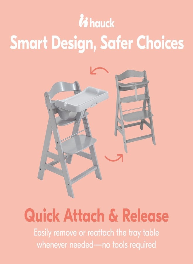 hauck Alpha Removable Non Slip High Chair Table Tray with Adjustable Depth, Compatible with Wooden Grow-Along Alpha+ and Beta+, Accessory Only, Grey, - Image 5