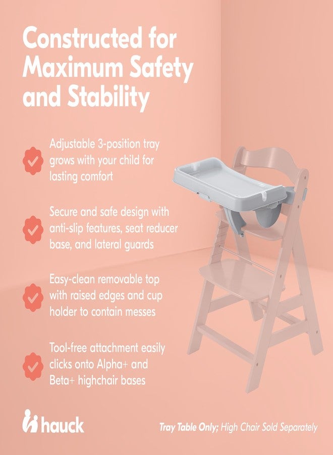 hauck Alpha Removable Non Slip High Chair Table Tray with Adjustable Depth, Compatible with Wooden Grow-Along Alpha+ and Beta+, Accessory Only, Grey, - Image 3