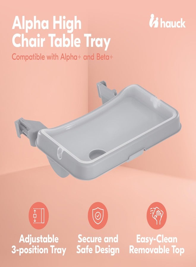 hauck Alpha Removable Non Slip High Chair Table Tray with Adjustable Depth, Compatible with Wooden Grow-Along Alpha+ and Beta+, Accessory Only, Grey, - Image 2