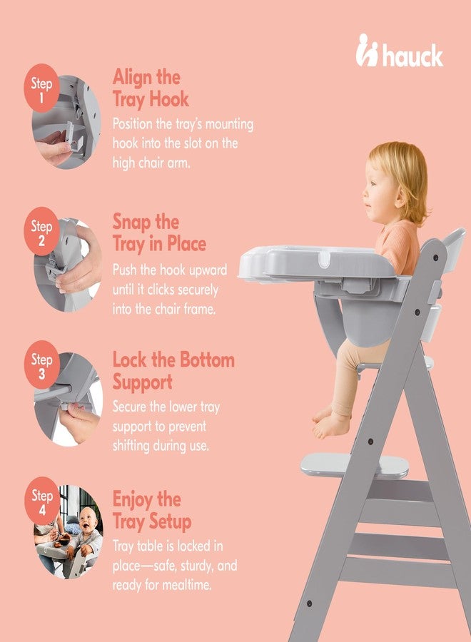 hauck Alpha Removable Non Slip High Chair Table Tray with Adjustable Depth, Compatible with Wooden Grow-Along Alpha+ and Beta+, Accessory Only, Grey, - Image 4