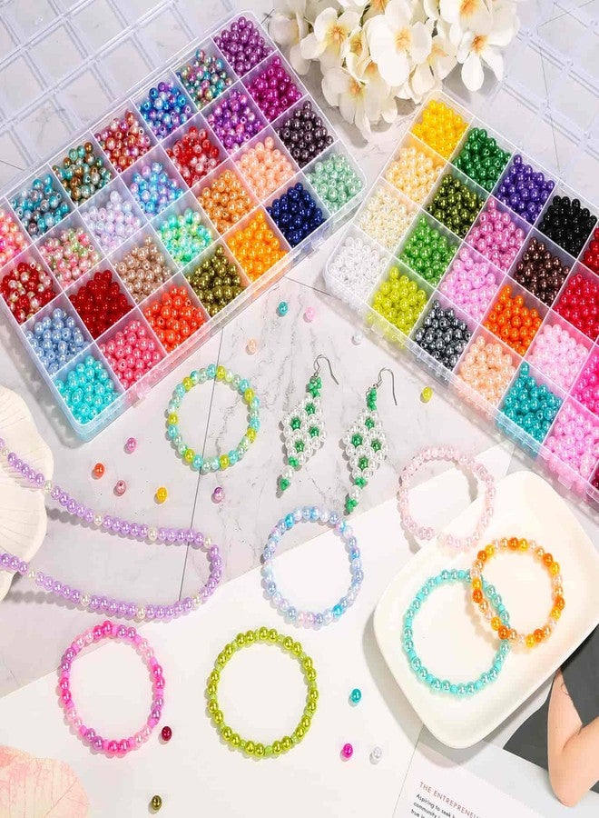 anezus 4000Pcs Pearl Beads for Bracelet Making, 56 Colors 6mm Small Round Pearl Beads for Crafters and DIY Enthusiasts Jewelry Making, Bracelets, Necklace, Earrings - Image 2