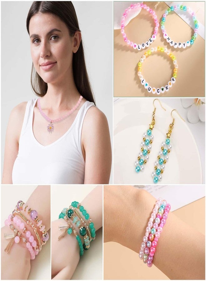 anezus 4000Pcs Pearl Beads for Bracelet Making, 56 Colors 6mm Small Round Pearl Beads for Crafters and DIY Enthusiasts Jewelry Making, Bracelets, Necklace, Earrings - Image 3