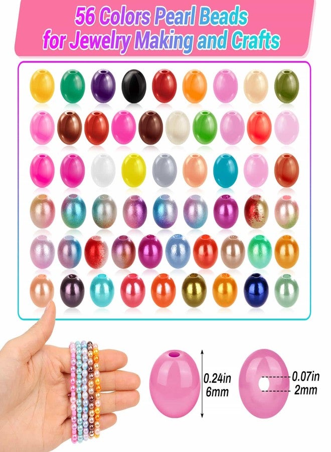 anezus 4000Pcs Pearl Beads for Bracelet Making, 56 Colors 6mm Small Round Pearl Beads for Crafters and DIY Enthusiasts Jewelry Making, Bracelets, Necklace, Earrings - Image 4