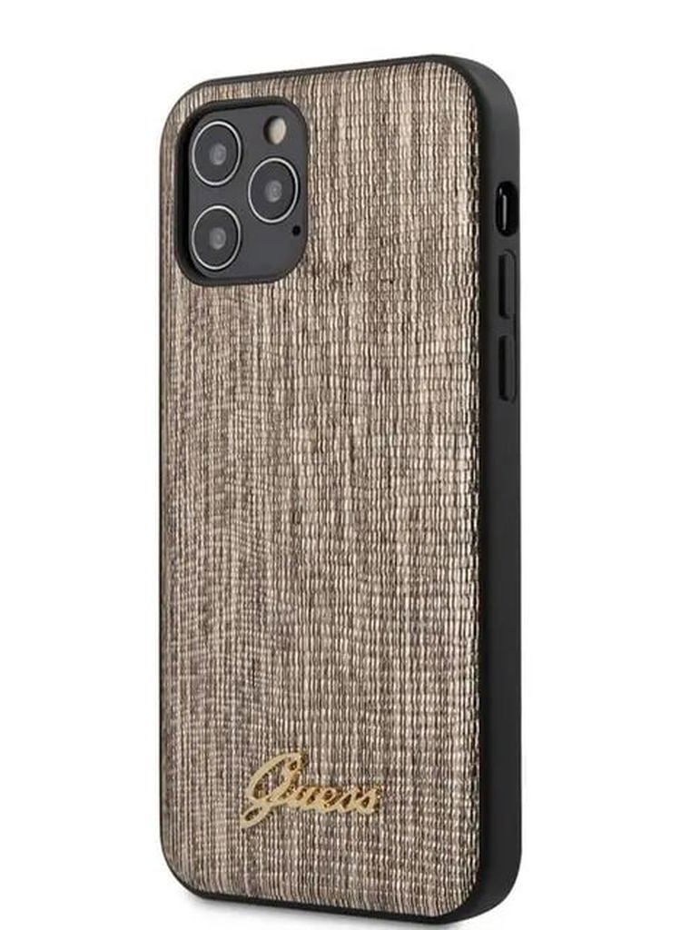 GUESS iPhone 12 / 12 Pro Case 6.1inch PU Lizard Pattern Back Cover with Metal Logo / Easy Snap-On / Anti-Scratch Protection / High-quality material / Modern design - Gold - Image 1