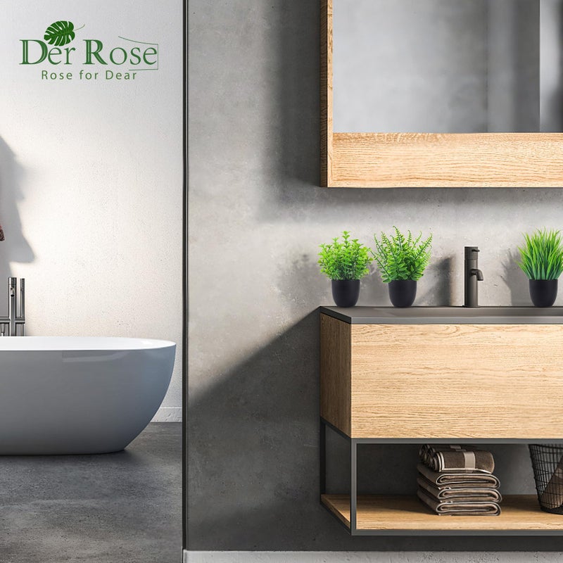 Der Rose Fake Plants 4 Packs Artificial Plants Small Faux Plants Black Bathroom Accessories for Halloween Bathroom Home Kitchen Coffee Table Office Desk Decor Indoor - Image 5