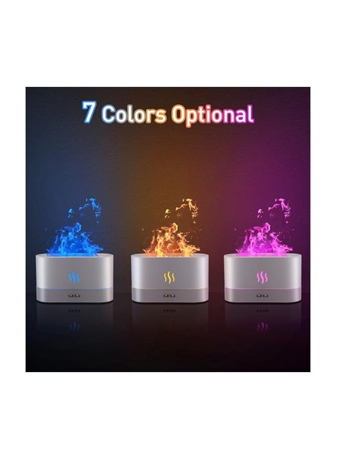 SENMUL Colourful Flame Aroma Diffuser Humidifier, Upgraded 7 Flames, Silent Essential Oil Diffuser for Home, Office, Yoga, with Auto Shut-Off, 180ml (8 Hours) White  - Image 1