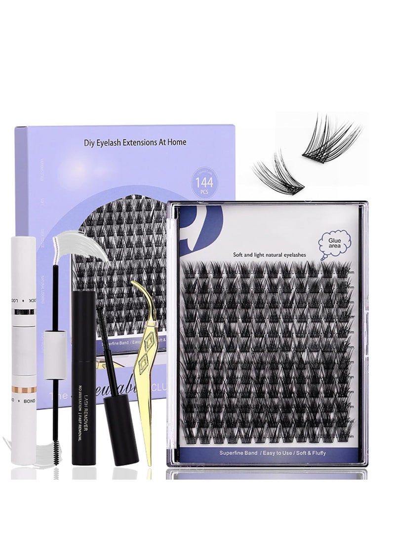 Zikra Individual False Eyelashes Set Lash Clusters Kit Fake Eyelashes Natural-Looking Eyelash with Lash Bond and Seal and Lash Tweezers Eyelash Extension Kit - Image 1