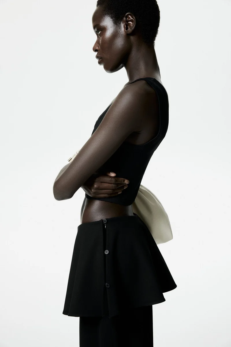 H&M Skirt-layered barrel-leg trousers