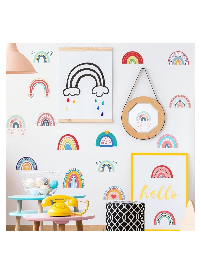 12 Sheets 66 Pcs Colorful Boho Rainbow Wall Stickers - Removable Vinyl Peel and Stick Decals for Kids Nursery, Living Room, Bedroom, Closet & Refrigerator Decor - DIY Bohemian Art - Image 3