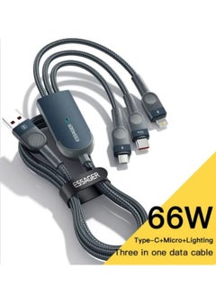 ESSAGER Essager 6A 66W 3 in 1 USB C Cable For iPhone Charger Micro USB Type C Fast Charge For Samsung Xiaomi Huawei POCO Data Cord  - Image 5