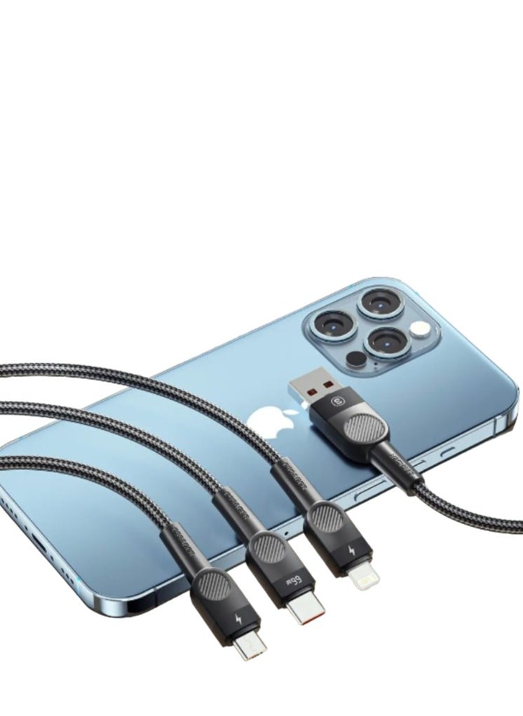 ESSAGER Essager 6A 66W 3 in 1 USB C Cable For iPhone Charger Micro USB Type C Fast Charge For Samsung Xiaomi Huawei POCO Data Cord  - Image 3